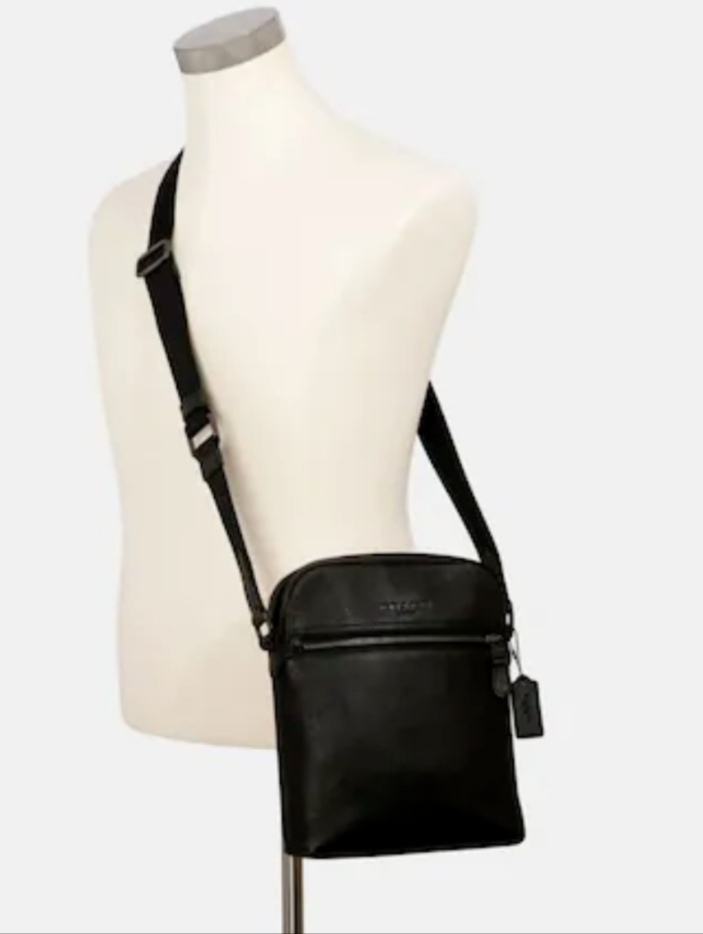 Coach Houston Flight Bag Black Leather Gunmetal Messenger Crossbody Bag - Picture 2 of 8